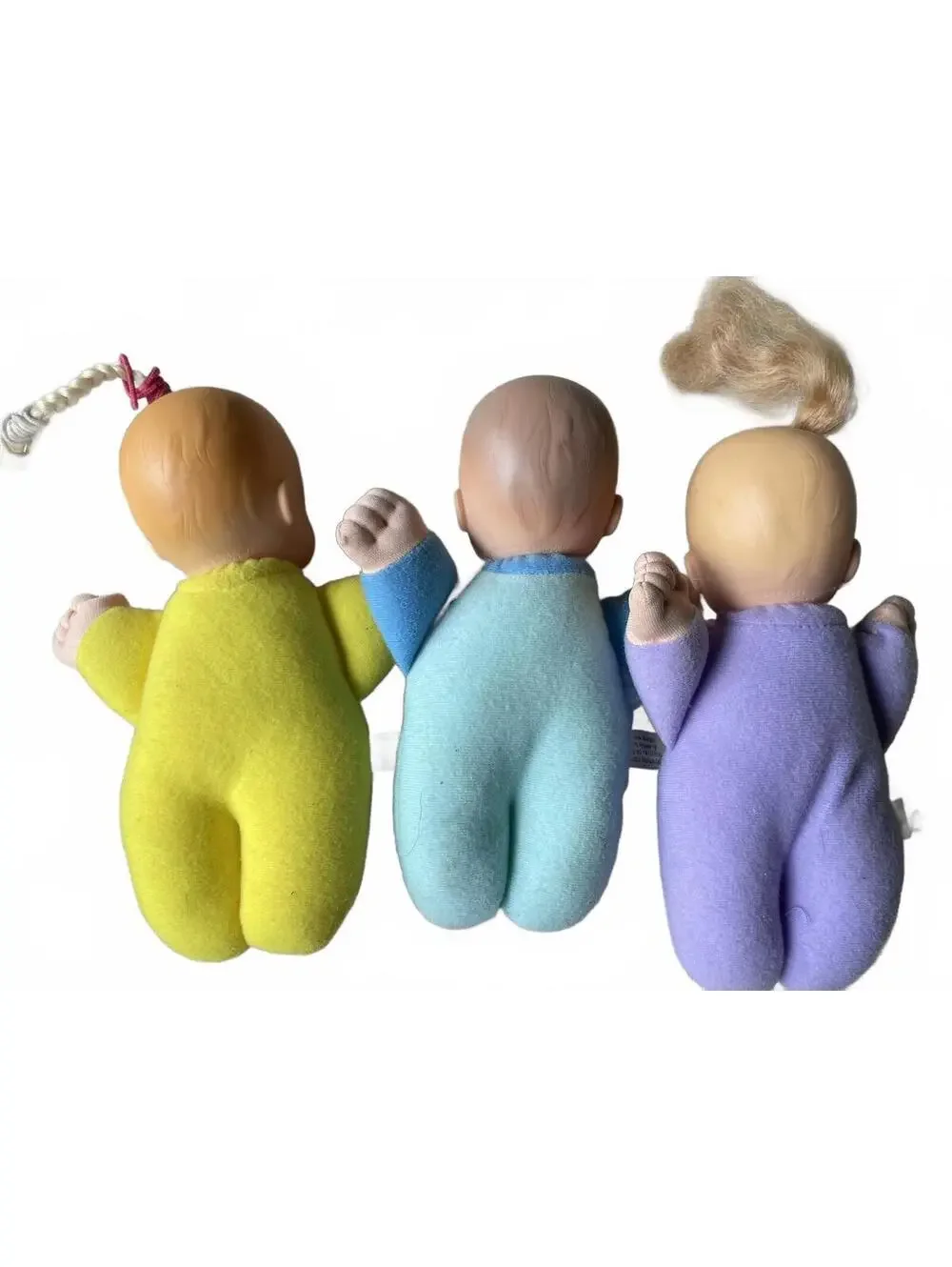 Vintage 1994 Tyco Bundle Babies Plush Doll Set of 3 Purple Blue Yellow